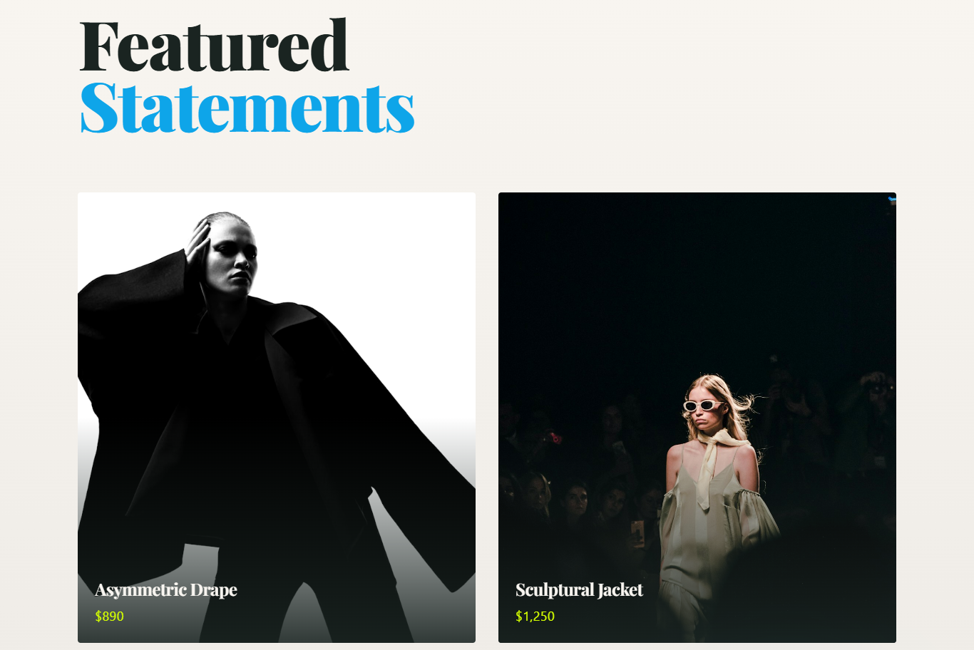Asymmetrical Editorial Product Display